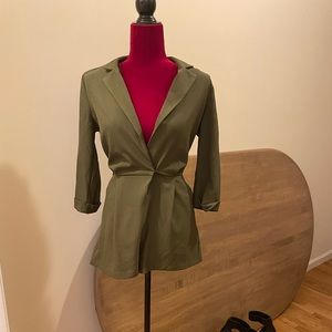 Hunter green romper. open neck line. Size US Small. 91% polyester, 9% spandex.